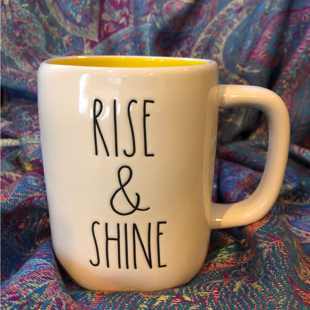 Rae Dunn Rise and Shine Mug Yellow Interior Spring Colorful Gift